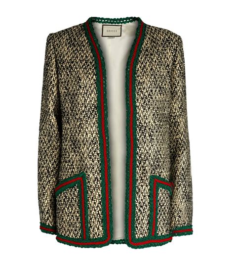 womens gucci striped jacket wool red lining|Gucci tweed jacket.